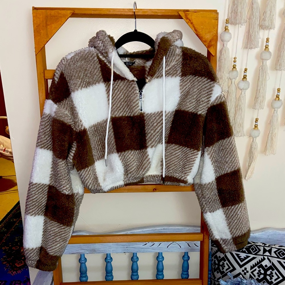 Fuzzy crop top sweater